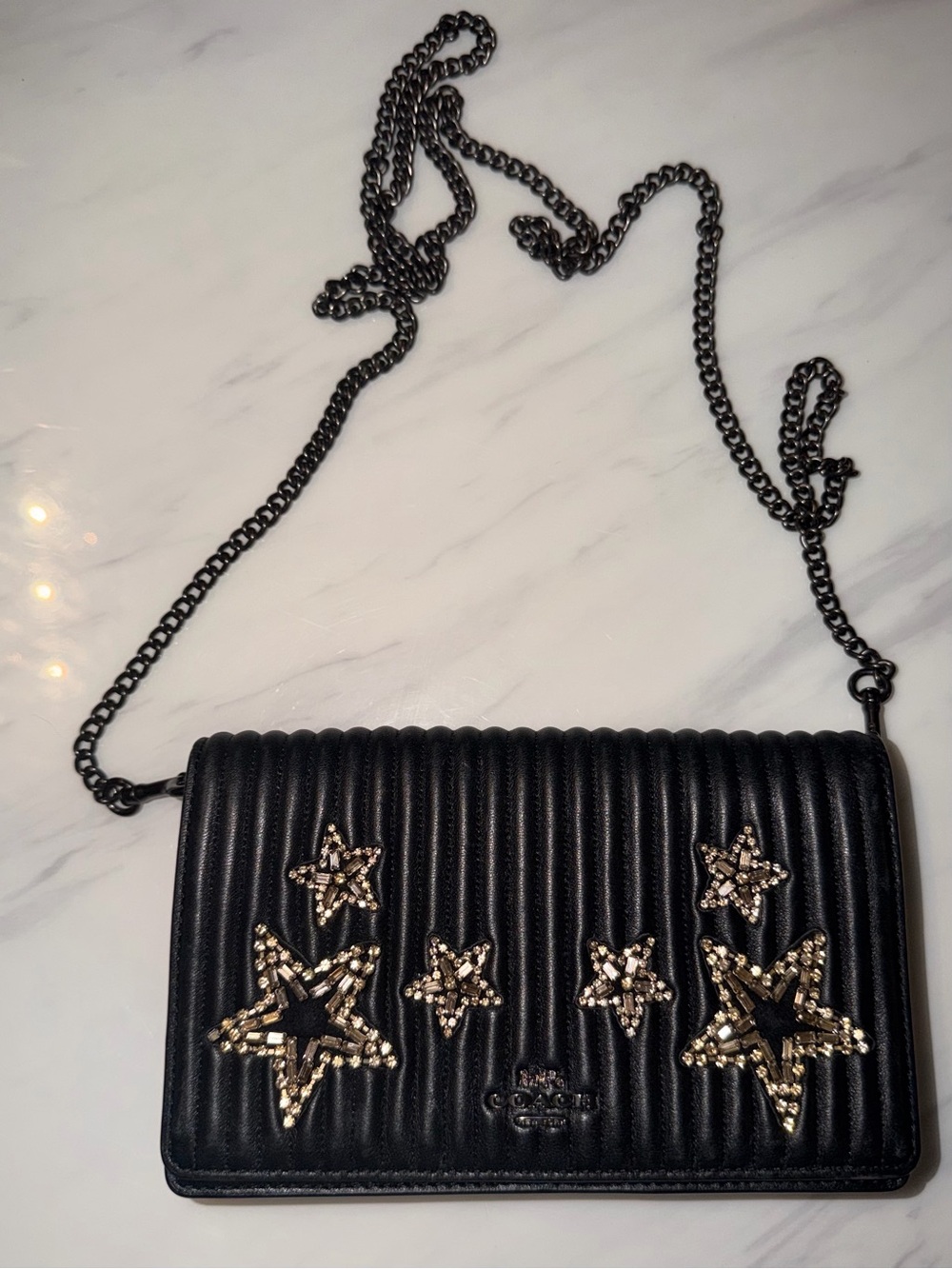 Coach Black Quilted Star-Embellished Crossbody